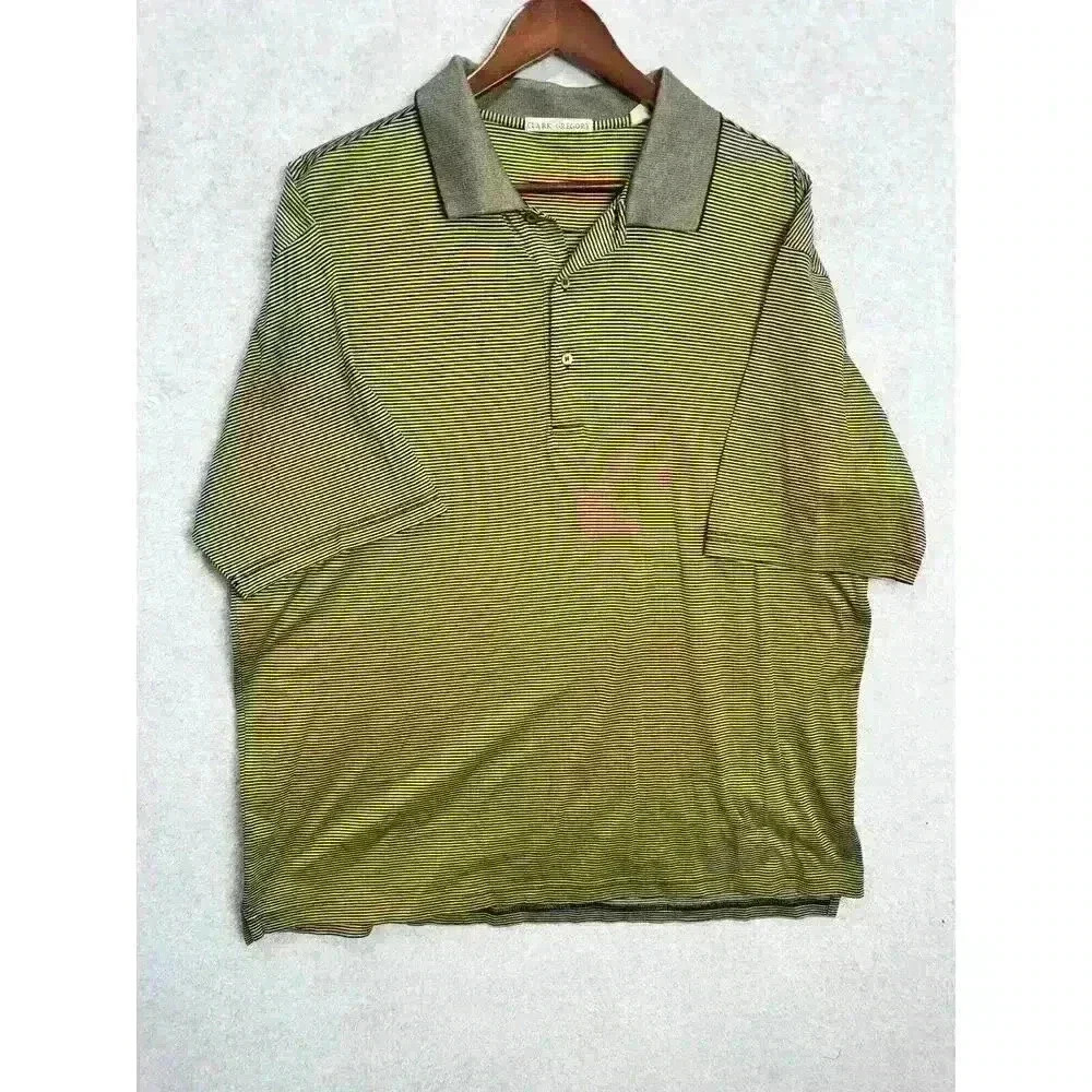 Vtg Golf Shirt Clark & Gregory Polo Shirt XL Stripe Short Sleeve Light Weight